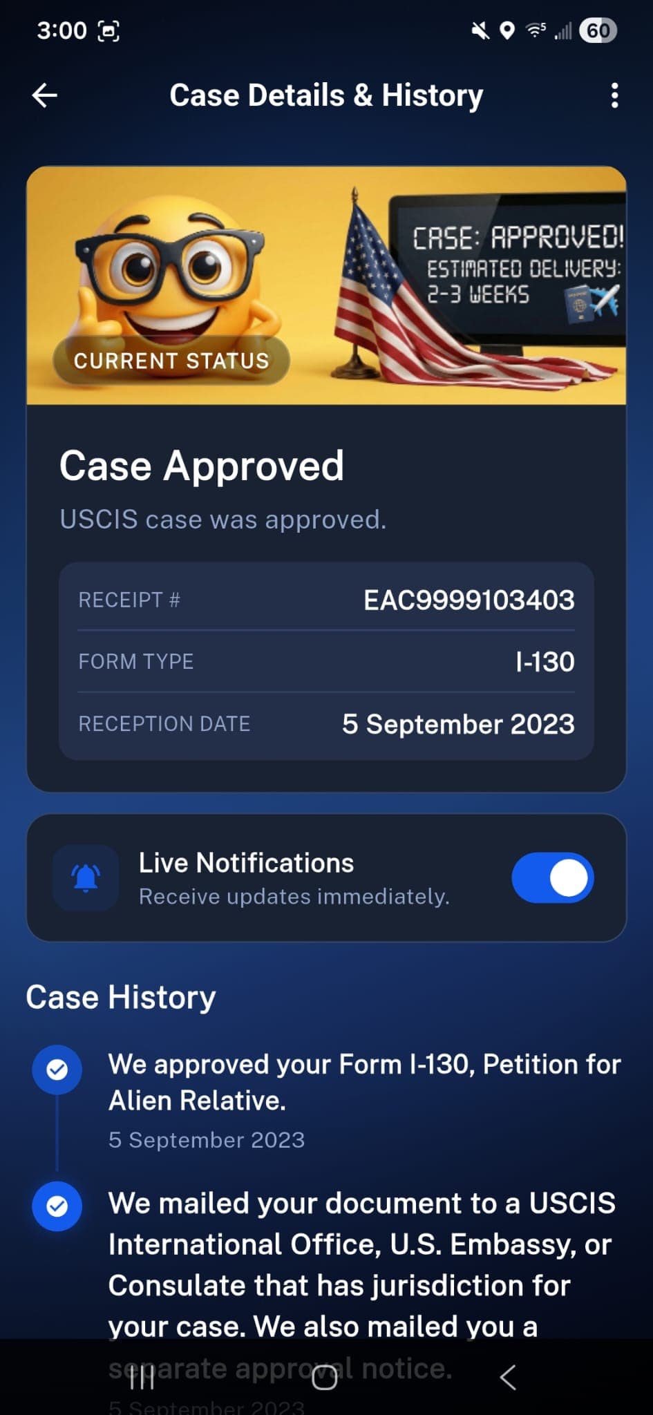 Case Approved Screen